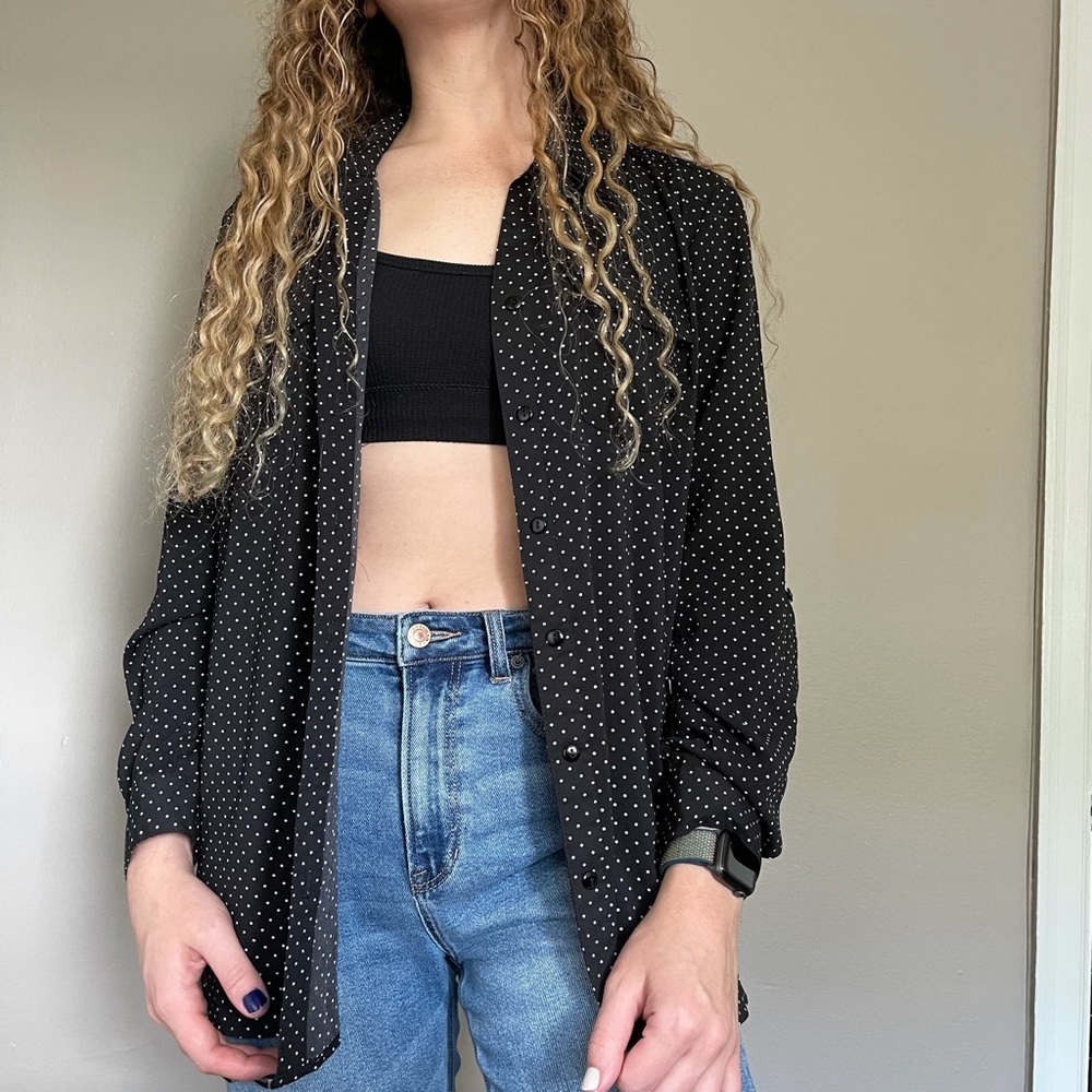 Vintage button down polka dot top